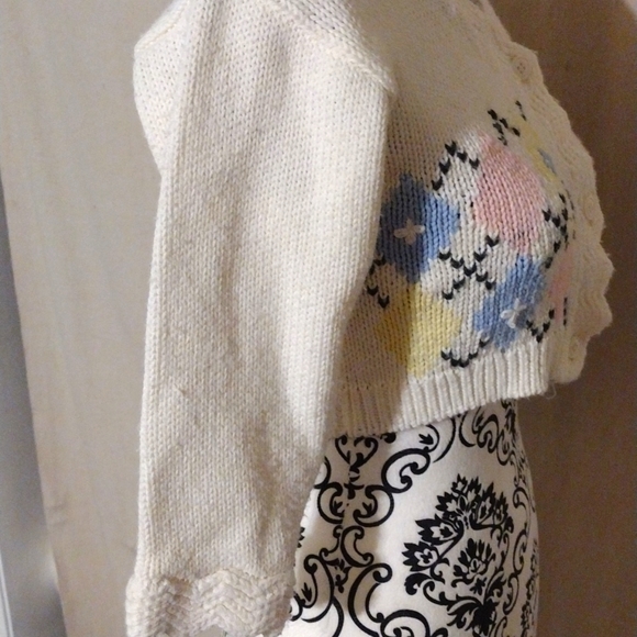 ESPRIT MINI Cardigan Argyle Button Up knit Pastel Long Sleeve Juniors XS to S ? - Picture 6 of 12
